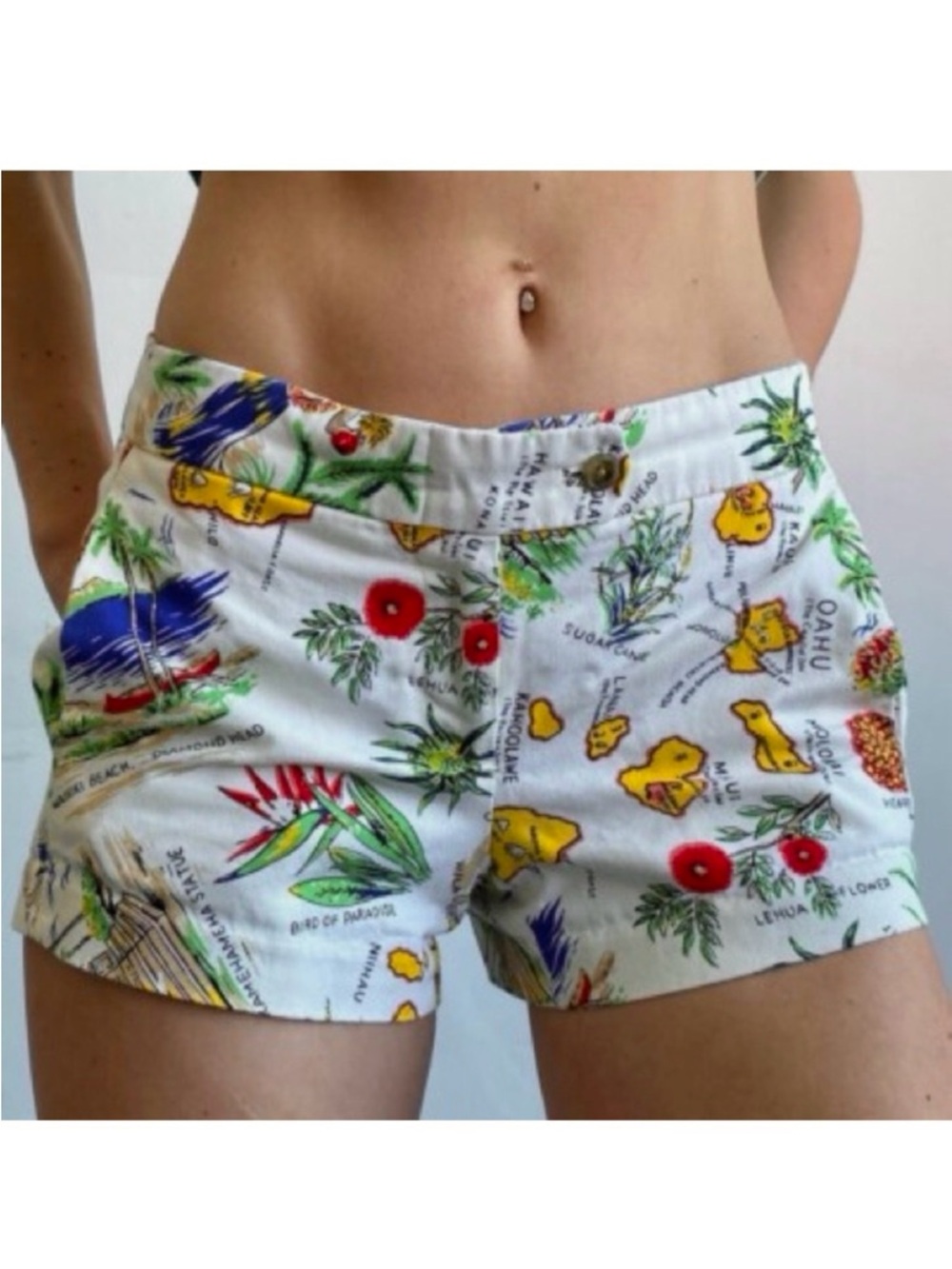 J.Crew Beige Hawaii Print City Fit Shorts Women’s Size 8 Preppy Tropical Vacay